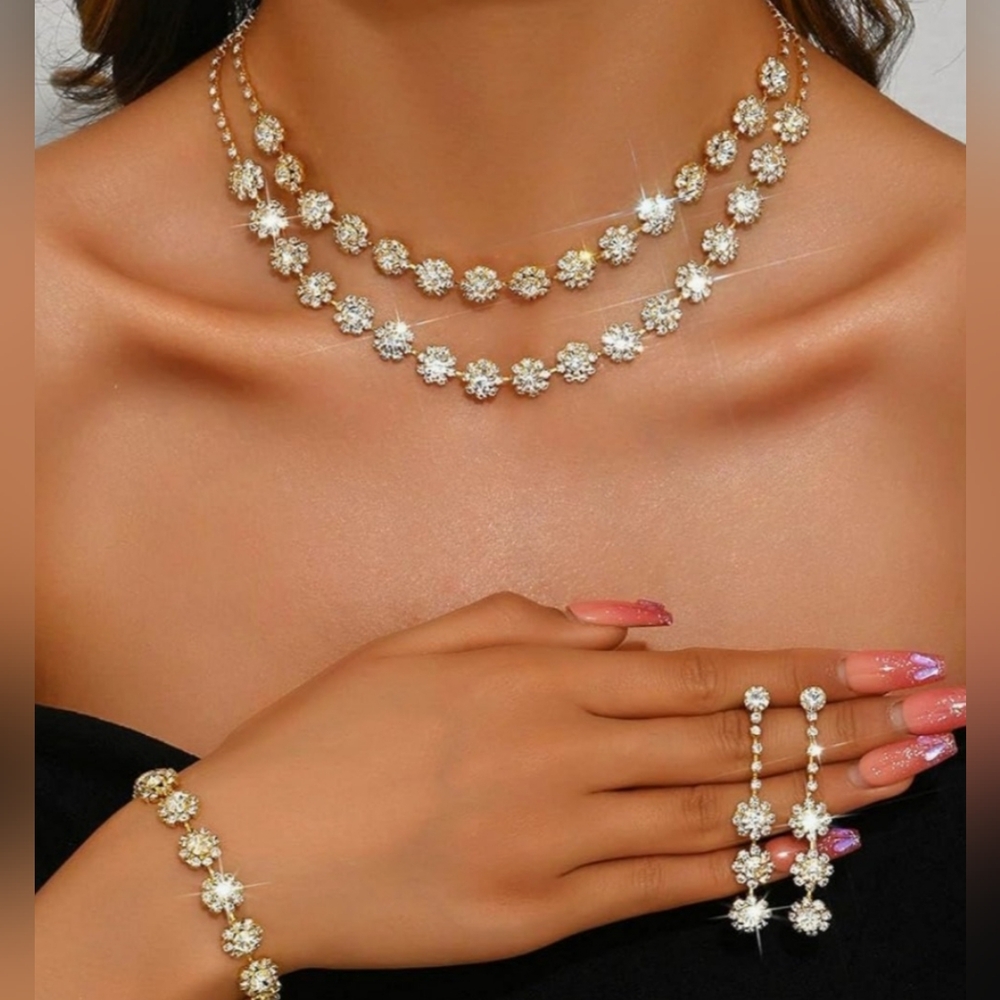 Elegant Gold Floral Wedding Jewelry Set J153